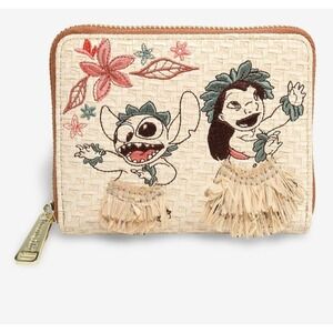 NEW Loungefly Disney‎ Lilo & Stitch Hula Aloha Floral Zip Wallet Embroidered
